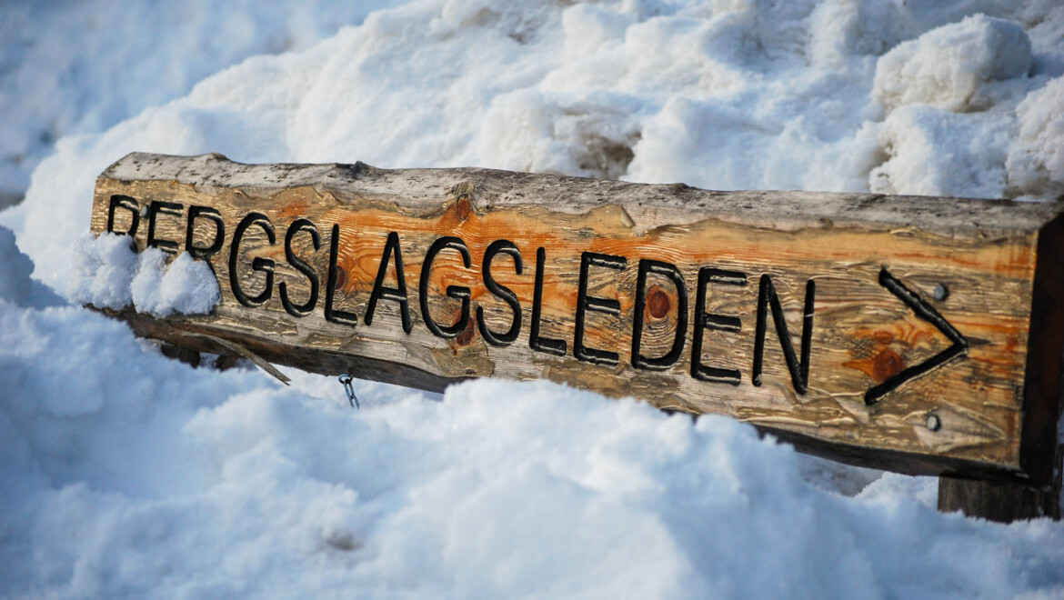 En träskylt med texten Bergslagsleden inbränt.